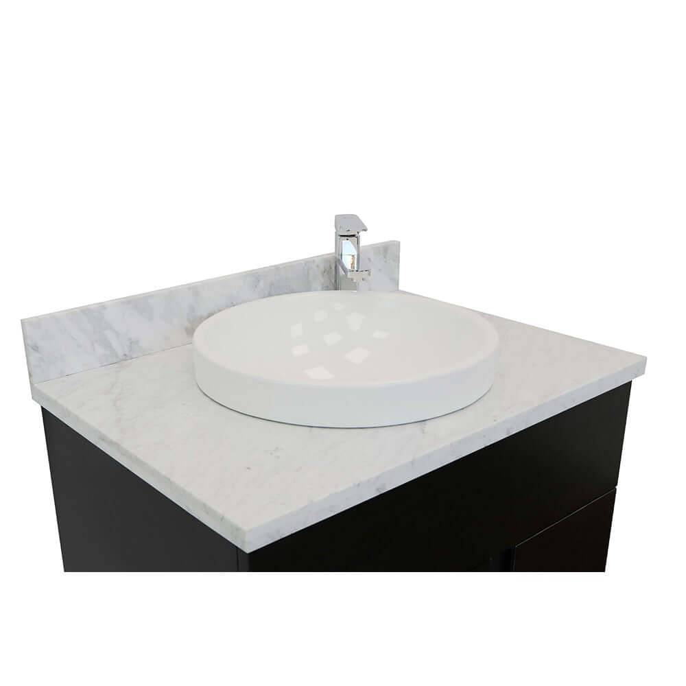 Bellaterra 400200-SB-WMRD 31" Wood Single Vanity w/ Counter Top and Sink White Carrara Marble