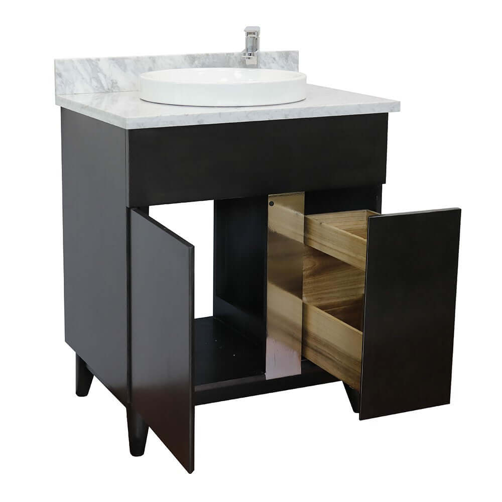 Bellaterra 400200-SB-WMRD 31" Wood Single Vanity w/ Counter Top and Sink White Carrara Marble