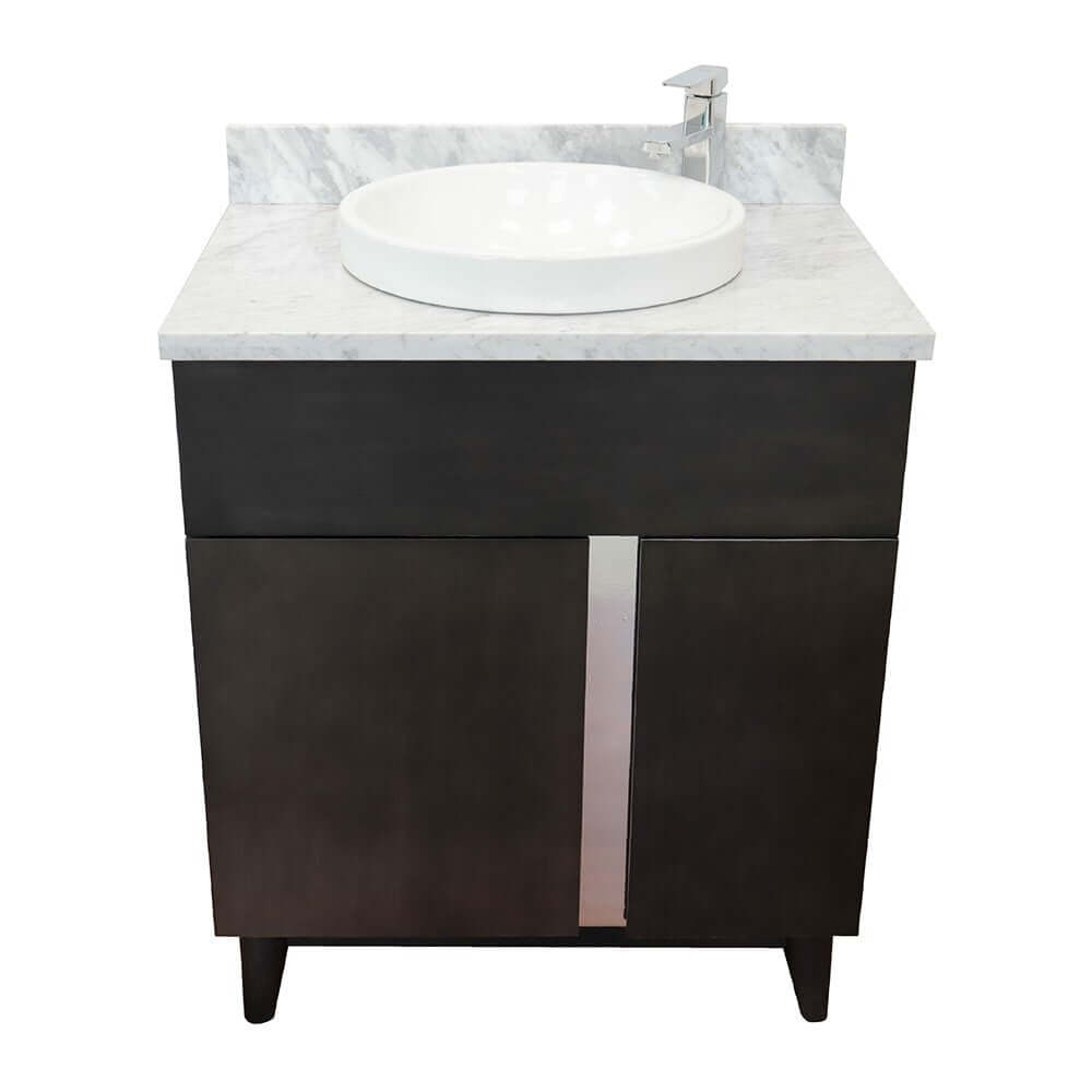 Bellaterra 400200-SB-WMRD 31" Wood Single Vanity w/ Counter Top and Sink White Carrara Marble