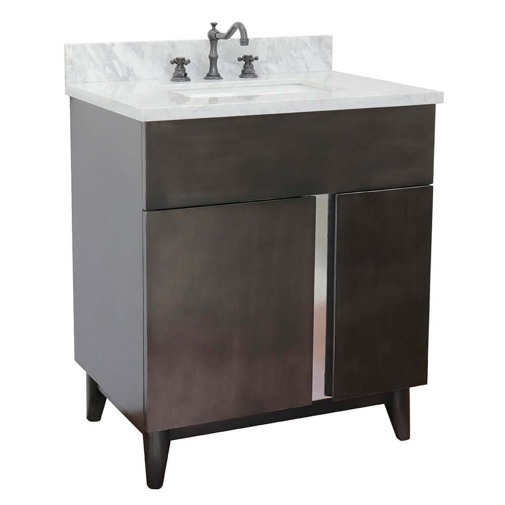 Bellaterra 400200-SB-WMR 31" Wood Single Vanity w/ Counter Top and Sink White Carrara Marble