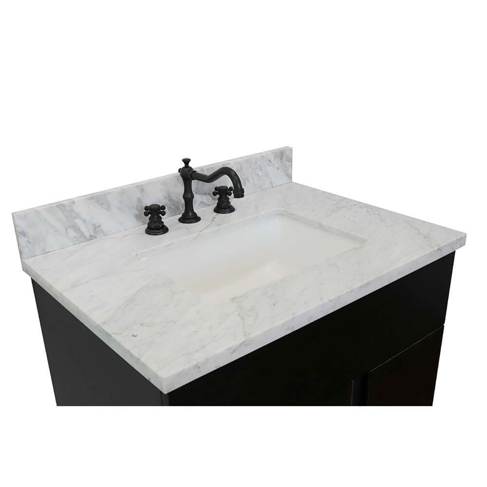 Bellaterra 400200-SB-WMR 31" Wood Single Vanity w/ Counter Top and Sink White Carrara Marble