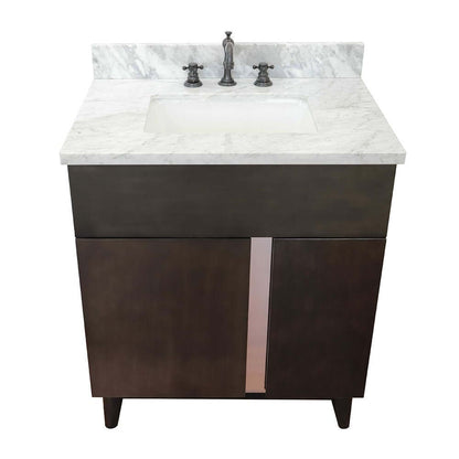 Bellaterra 400200-SB-WMR 31" Wood Single Vanity w/ Counter Top and Sink White Carrara Marble