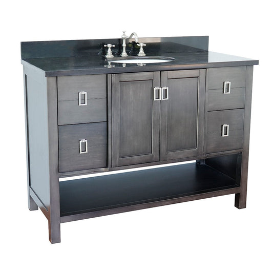 Bellaterra Shlomo - to Split 49" Brown Wood Single Vanity w/ Counter Top and Sink 400300-SB-BGO