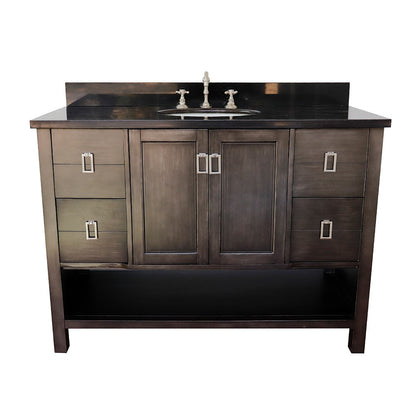 Bellaterra Shlomo - to Split 49" Brown Wood Single Vanity w/ Counter Top and Sink 400300-SB-BGO