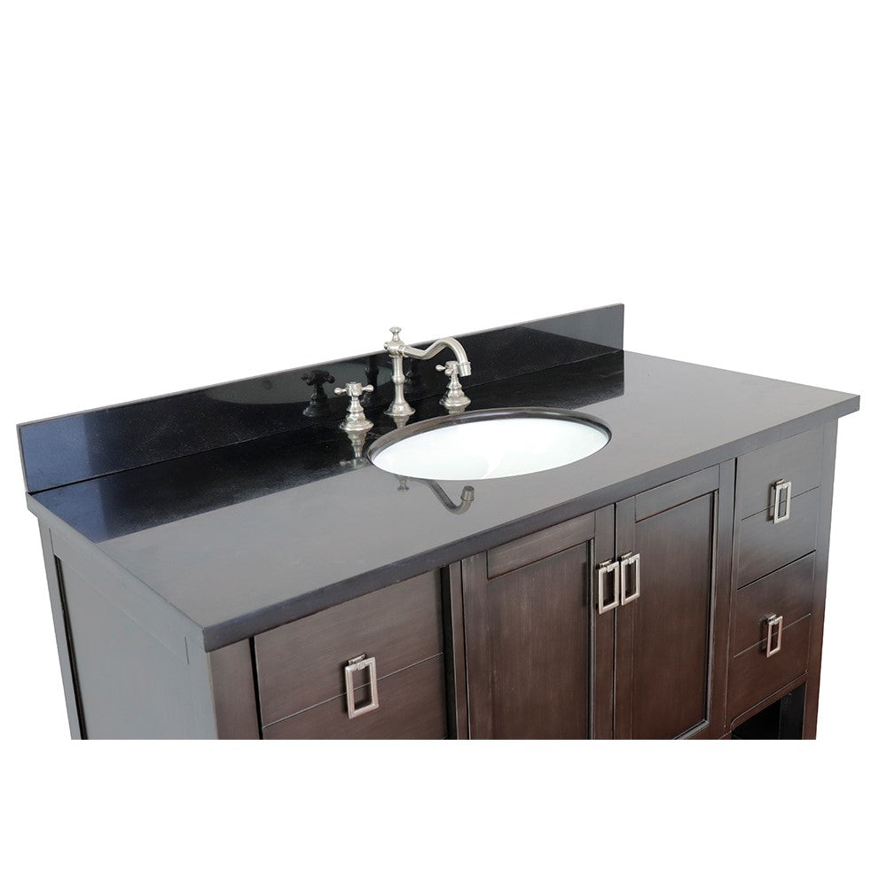 Bellaterra Shlomo - to Split 49" Brown Wood Single Vanity w/ Counter Top and Sink 400300-SB-BGO