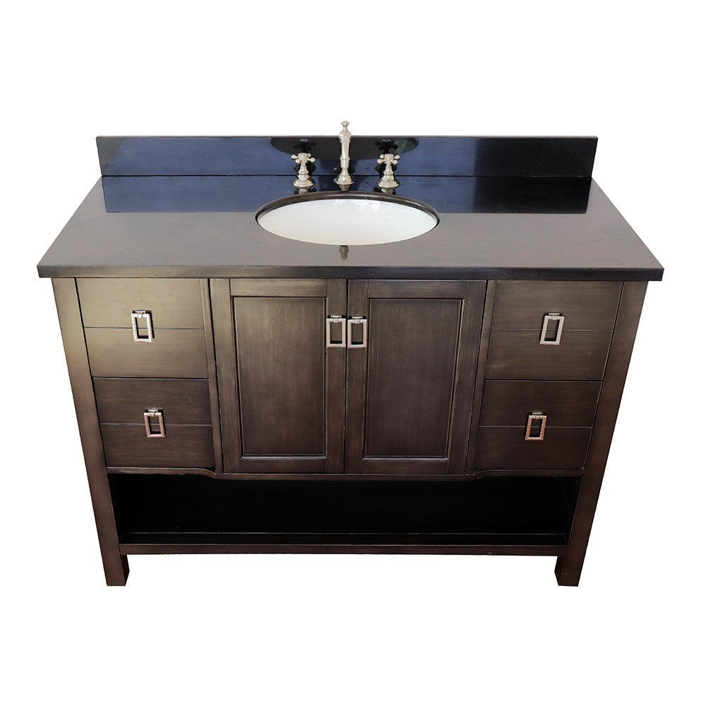 Bellaterra Shlomo - to Split 49" Brown Wood Single Vanity w/ Counter Top and Sink 400300-SB-BGO