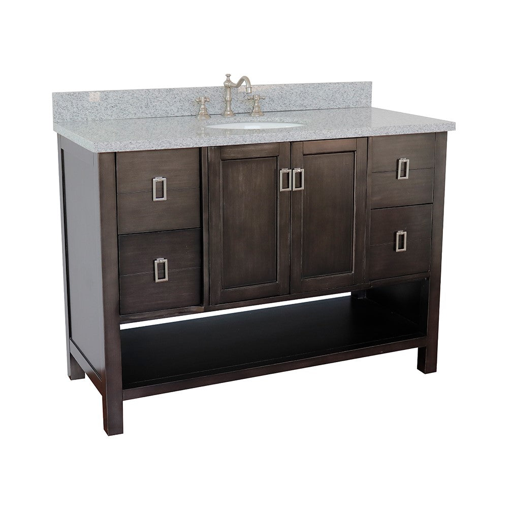 Bellaterra Shlomo - to Split 49" Brown Wood Single Vanity w/ Counter Top and Sink 400300-SB-GYO