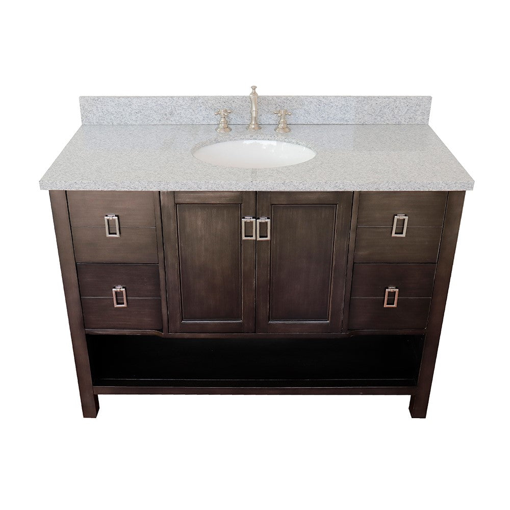 Bellaterra Shlomo - to Split 49" Brown Wood Single Vanity w/ Counter Top and Sink 400300-SB-GYO