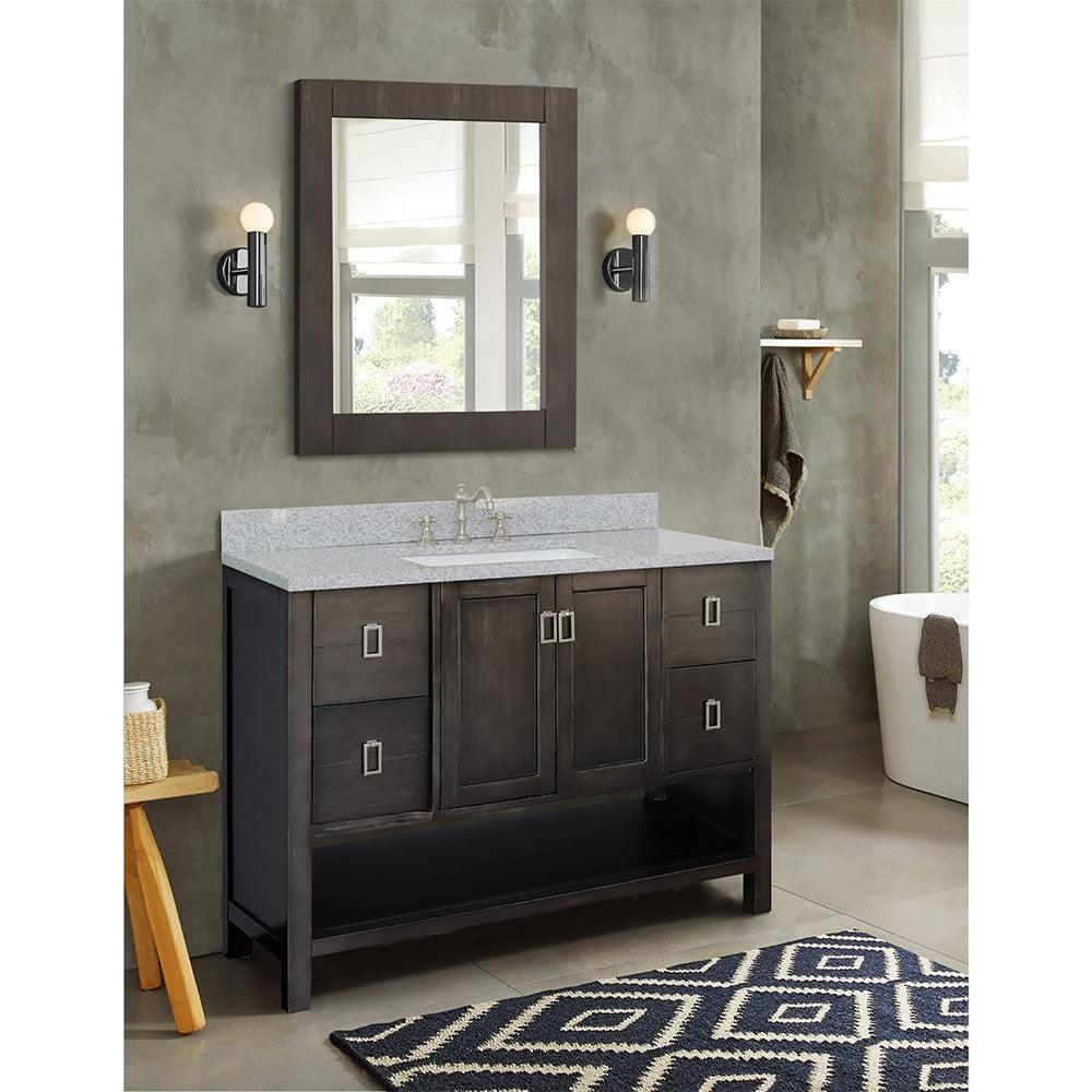 Bellaterra Shlomo - to Split 49" Brown Wood Single Vanity w/ Counter Top and Sink 400300-SB-GYR