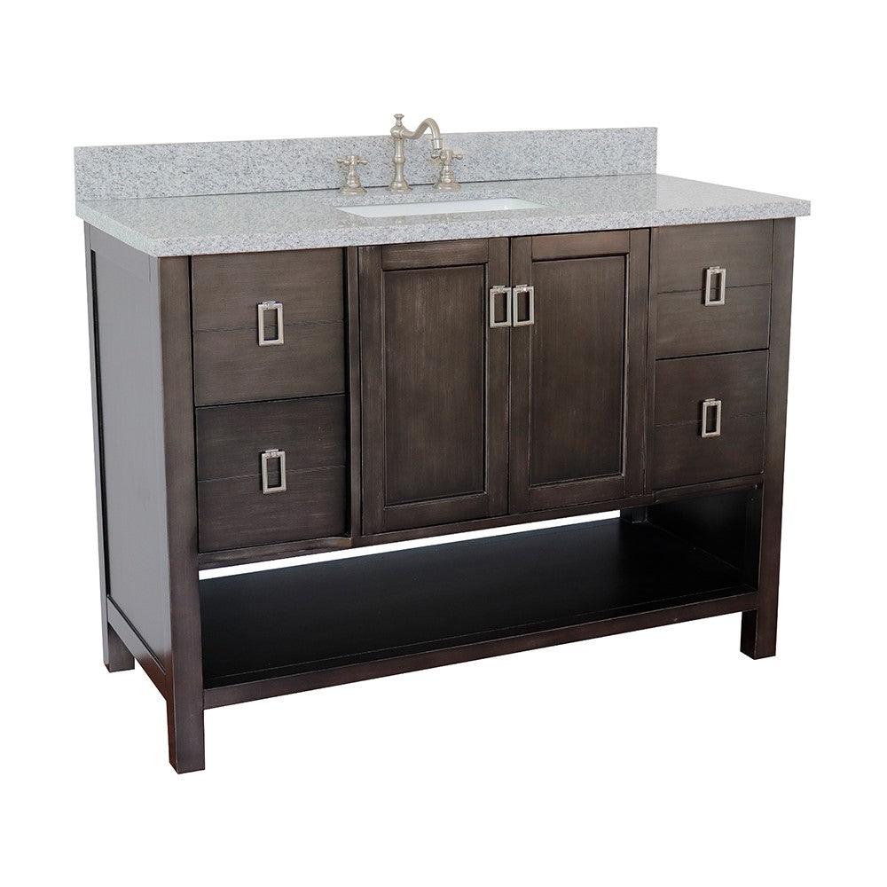 Bellaterra Shlomo - to Split 49" Brown Wood Single Vanity w/ Counter Top and Sink 400300-SB-GYR