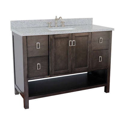 Bellaterra Shlomo - to Split 49" Brown Wood Single Vanity w/ Counter Top and Sink 400300-SB-GYR