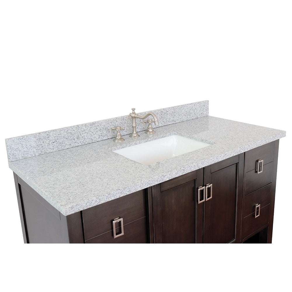 Bellaterra Shlomo - to Split 49" Brown Wood Single Vanity w/ Counter Top and Sink 400300-SB-GYR