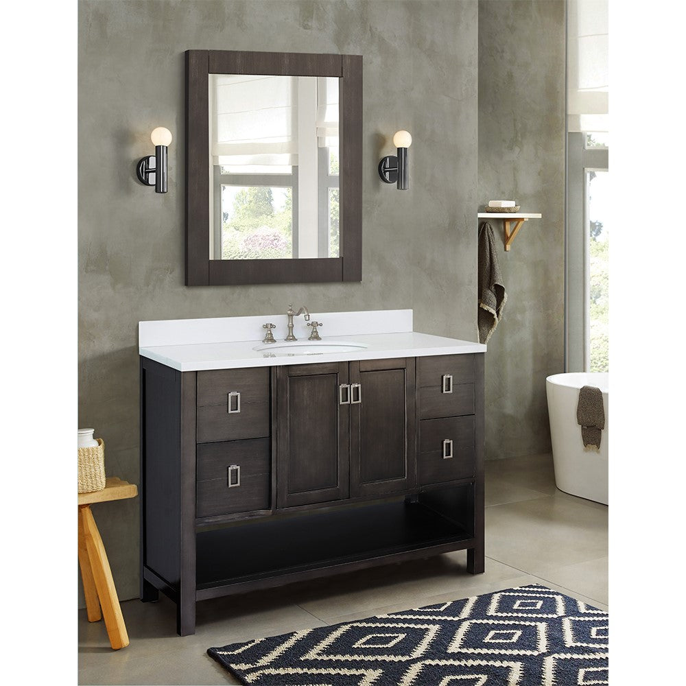 Bellaterra Shlomo - to Split 49" Brown Wood Single Vanity w/ Counter Top and Sink 400300-SB-WEO