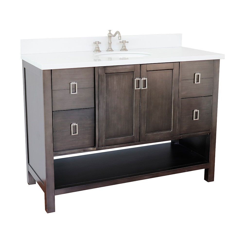 Bellaterra Shlomo - to Split 49" Brown Wood Single Vanity w/ Counter Top and Sink 400300-SB-WEO