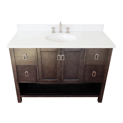 Bellaterra Shlomo - to Split 49" Brown Wood Single Vanity w/ Counter Top and Sink 400300-SB-WEO