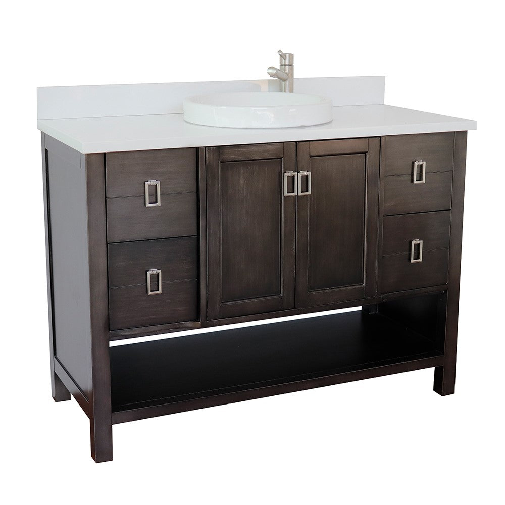 Bellaterra Shlomo - to Split 49" Brown Wood Single Vanity w/ Counter Top and Sink 400300-SB-WERD