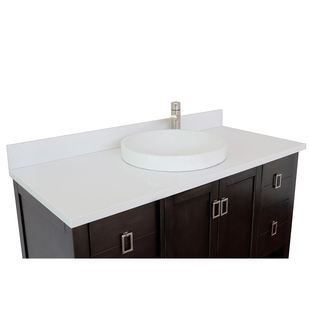 Bellaterra Shlomo - to Split 49" Brown Wood Single Vanity w/ Counter Top and Sink 400300-SB-WERD