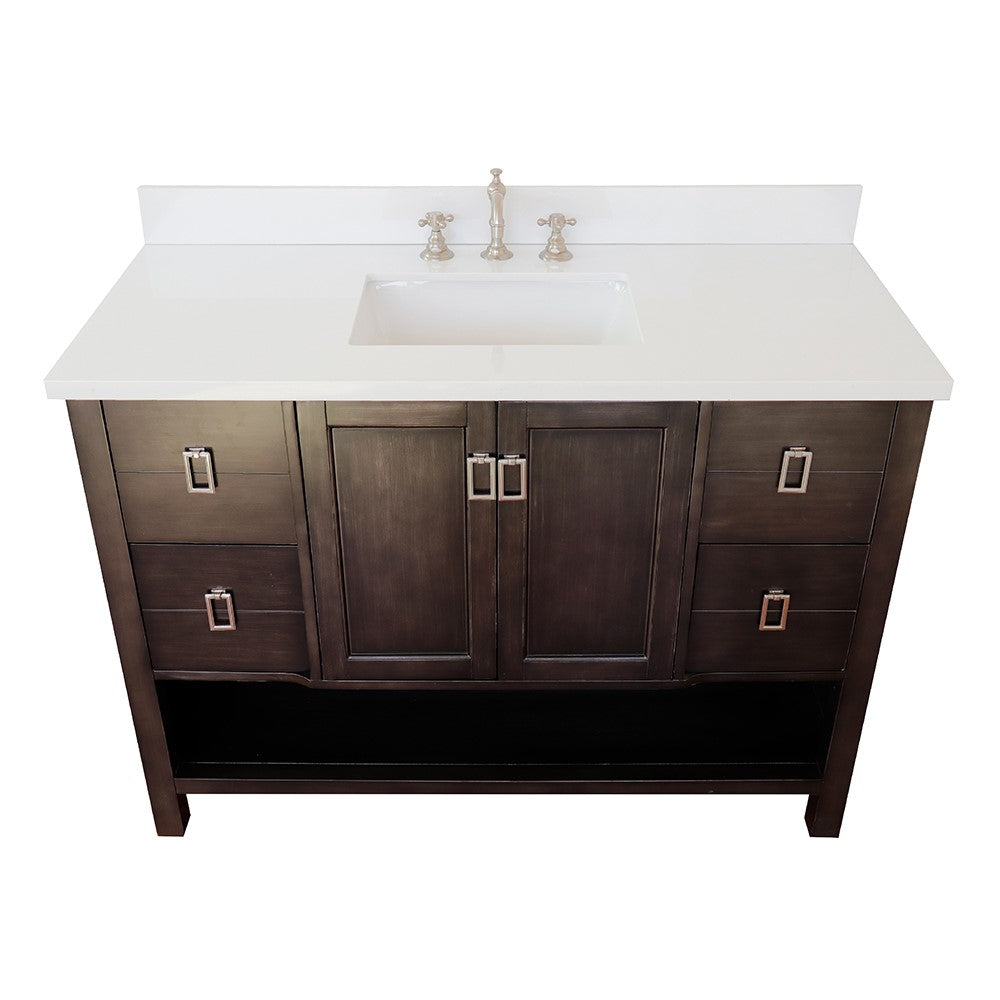 Bellaterra Shlomo - to Split 49" Brown Wood Single Vanity w/ Counter Top and Sink 400300-SB-WER