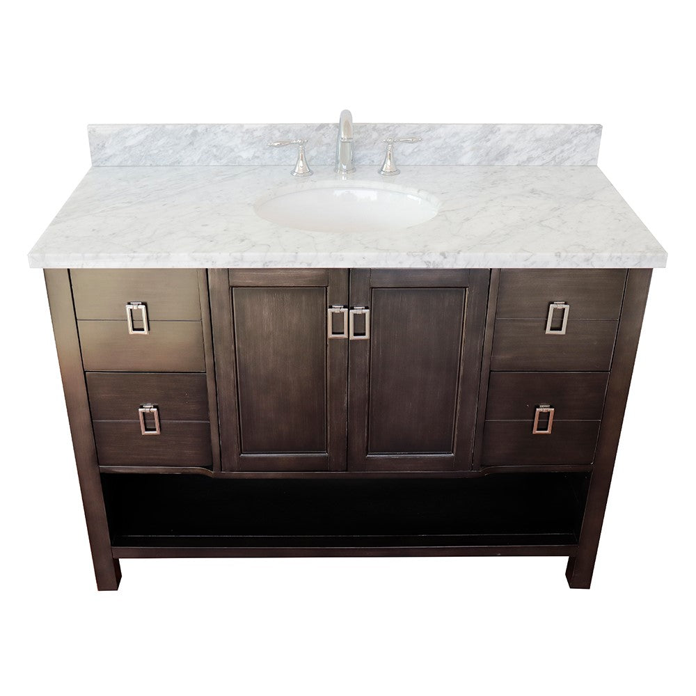 Bellaterra Shlomo - to Split 49" Brown Wood Single Vanity w/ Counter Top and Sink 400300-SB-WMO