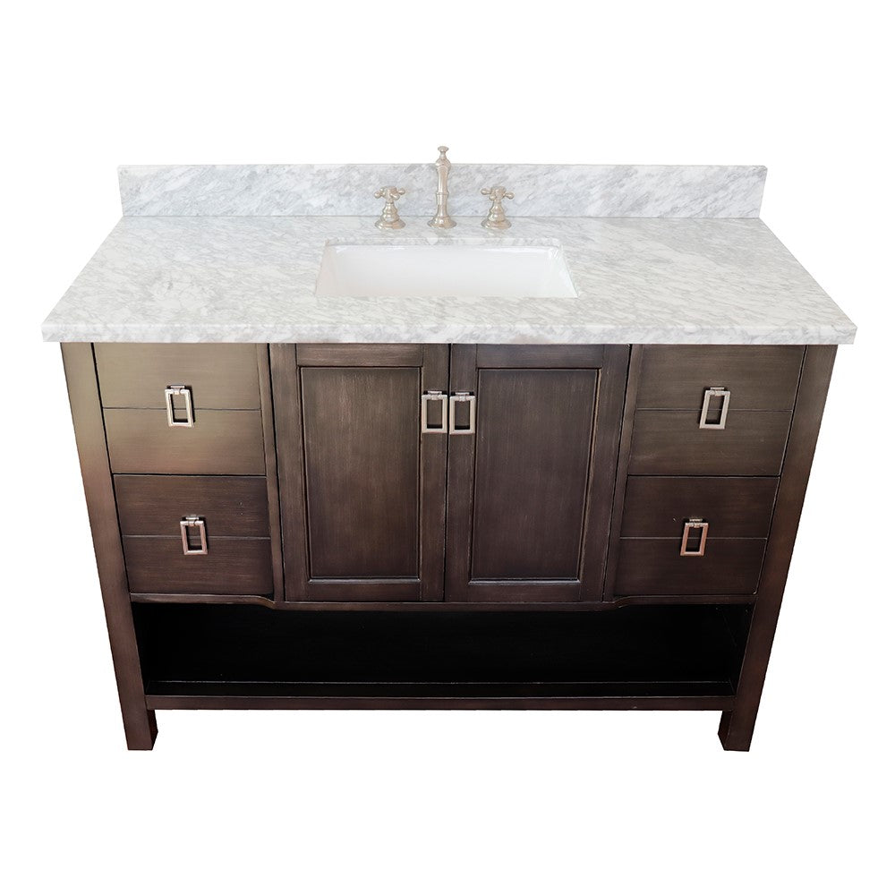 Bellaterra Shlomo - to Split 49" Brown Wood Single Vanity w/ Counter Top and Sink 400300-SB-WMR