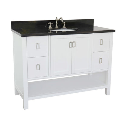 Bellaterra Shlomo - to Split 49" White Wood Single Vanity w/ Counter Top and Sink 400300-WH-BGO