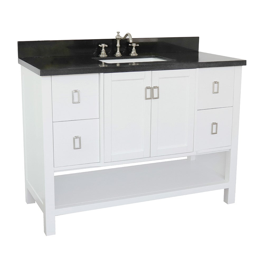 Bellaterra Shlomo - to Split 49" White Wood Single Vanity w/ Counter Top and Sink 400300-WH-BGR