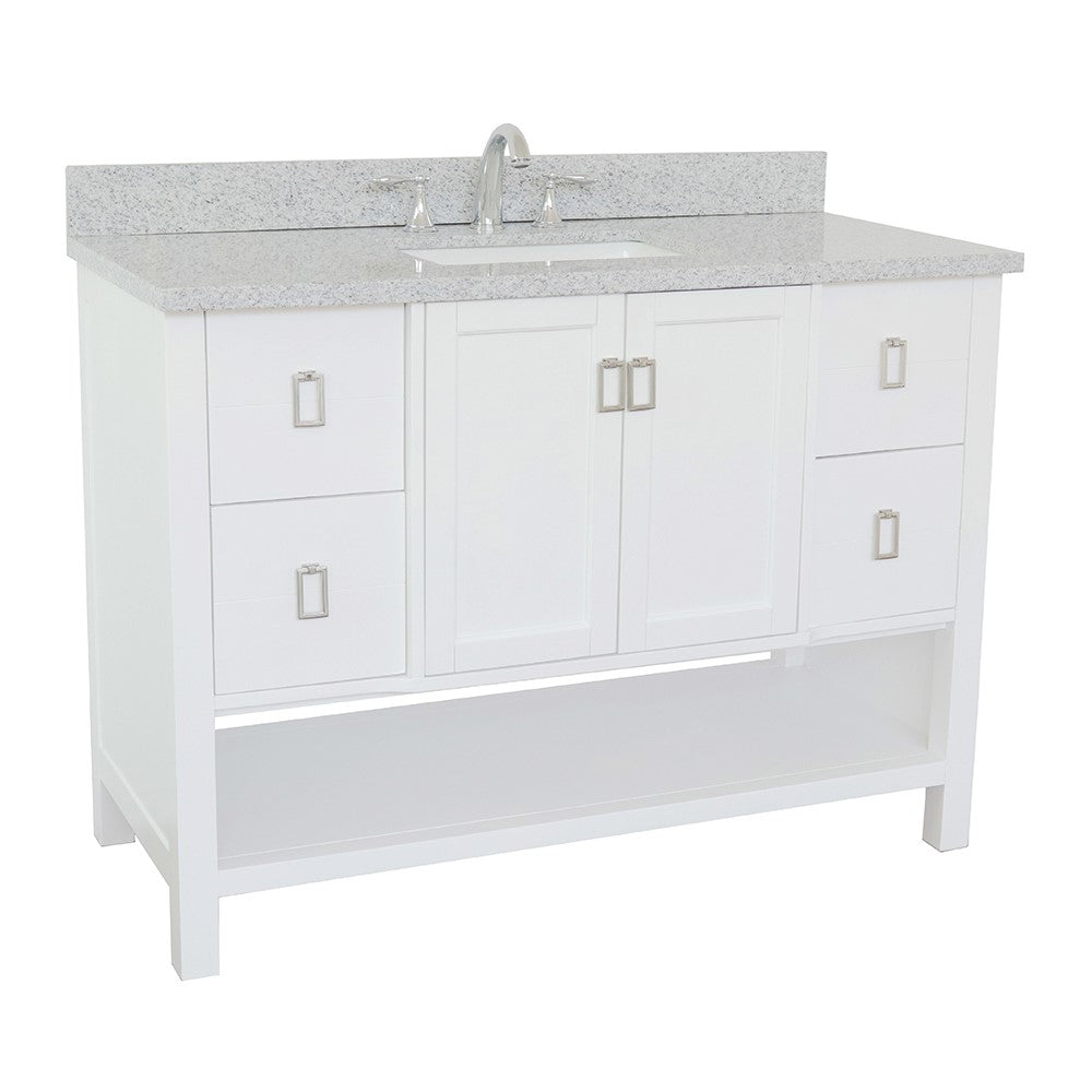 Bellaterra Shlomo - to Split 49" White Wood Single Vanity w/ Counter Top and Sink 400300-WH-GYR