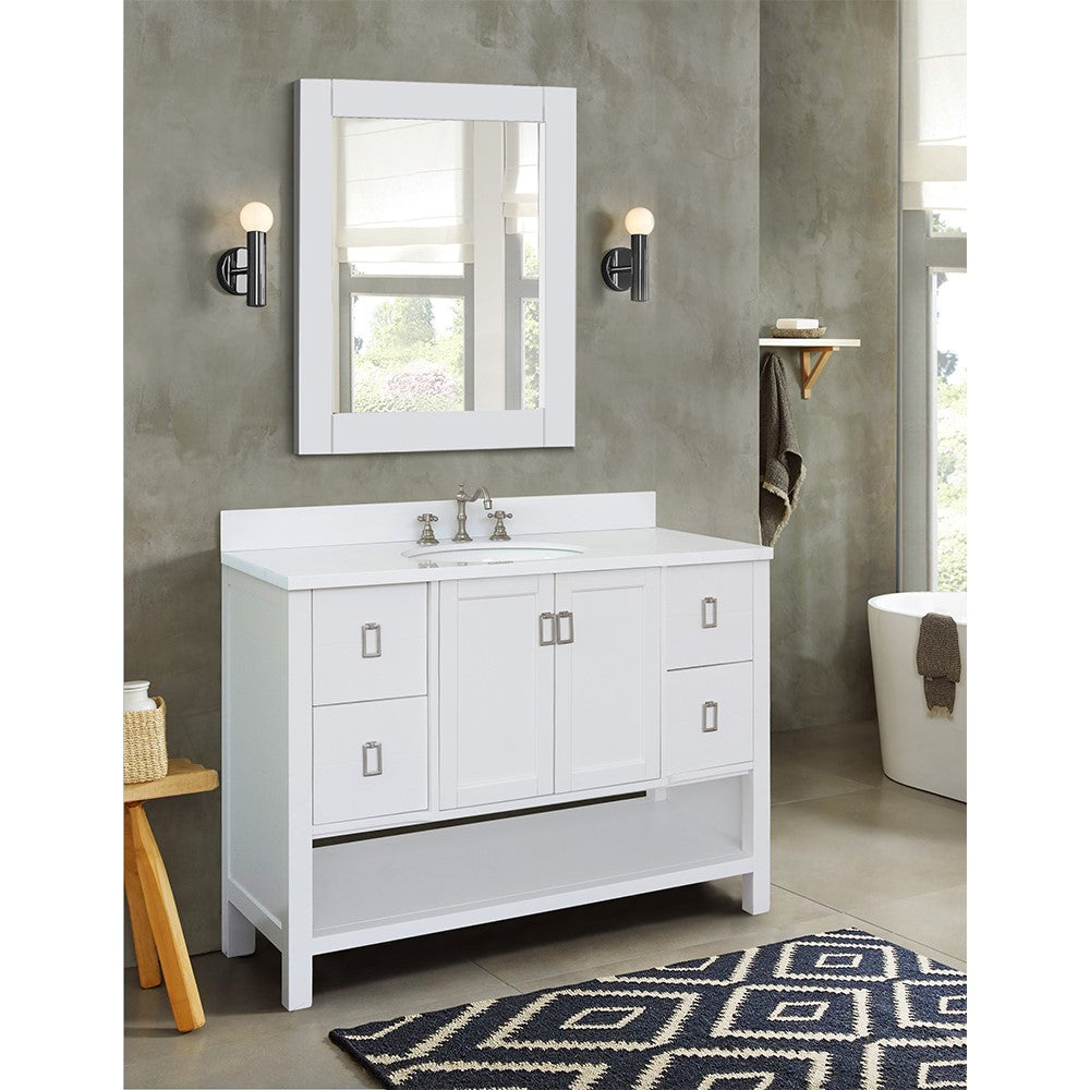 Bellaterra Shlomo - to Split 49" White Wood Single Vanity w/ Counter Top and Sink 400300-WH-WEO