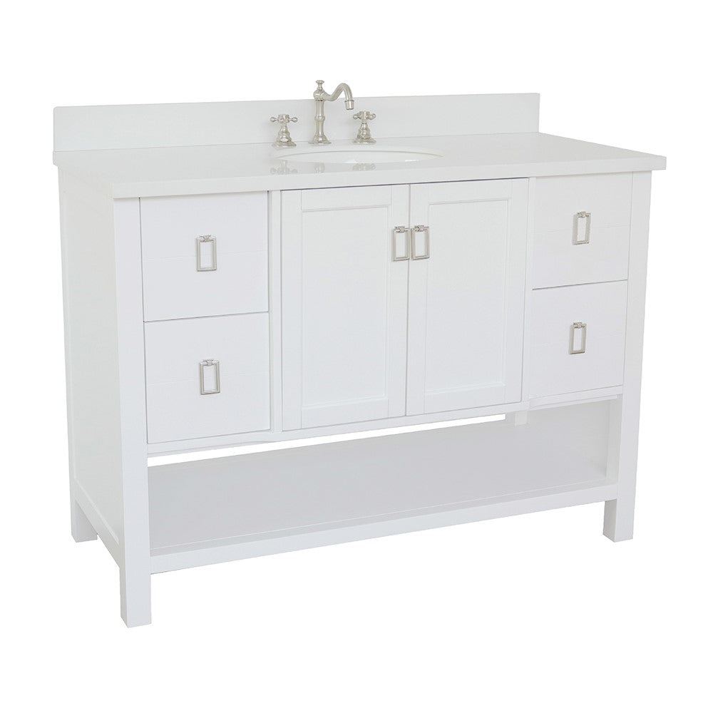 Bellaterra Shlomo - to Split 49" White Wood Single Vanity w/ Counter Top and Sink 400300-WH-WEO