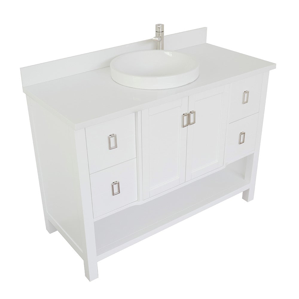 Bellaterra Shlomo - to Split 49" White Wood Single Vanity w/ Counter Top and Sink 400300-WH-WERD