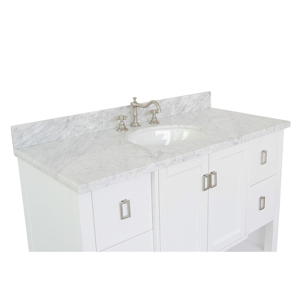 Bellaterra Shlomo - to Split 49" White Wood Single Vanity w/ Counter Top and Sink 400300-WH-WMO