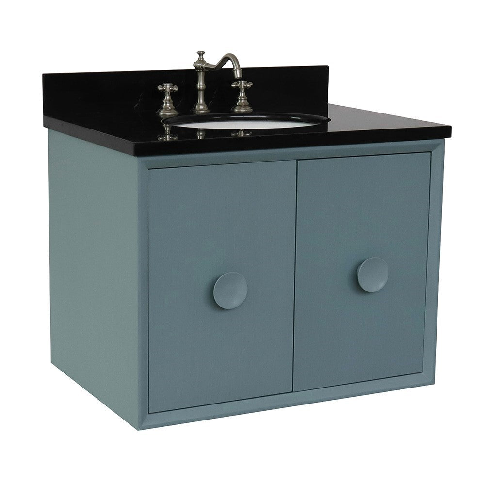 Bellaterra 400400-CAB-AB-BGO 31" Single Wall Mount w/ Counter Top and Sink (Aqua Blue)