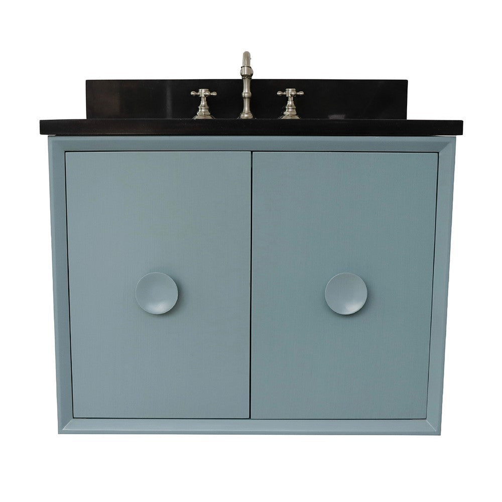 Bellaterra 400400-CAB-AB-BGO 31" Single Wall Mount w/ Counter Top and Sink (Aqua Blue)