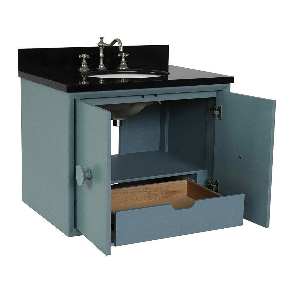 Bellaterra 400400-CAB-AB-BGO 31" Single Wall Mount w/ Counter Top and Sink (Aqua Blue)
