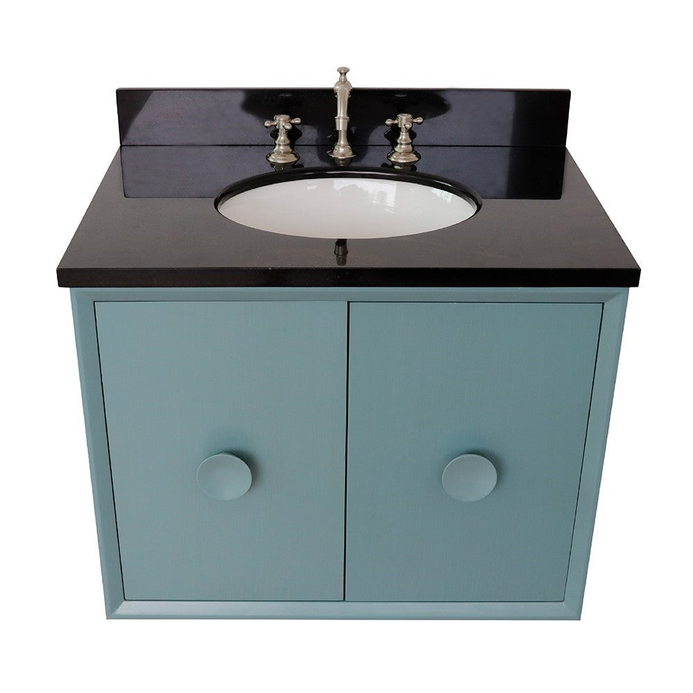 Bellaterra 400400-CAB-AB-BGO 31" Single Wall Mount w/ Counter Top and Sink (Aqua Blue)