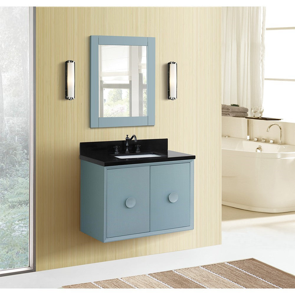 Bellaterra 400400-CAB-AB-BGR 31" Single Wall Mount w/ Counter Top and Sink (Aqua Blue)