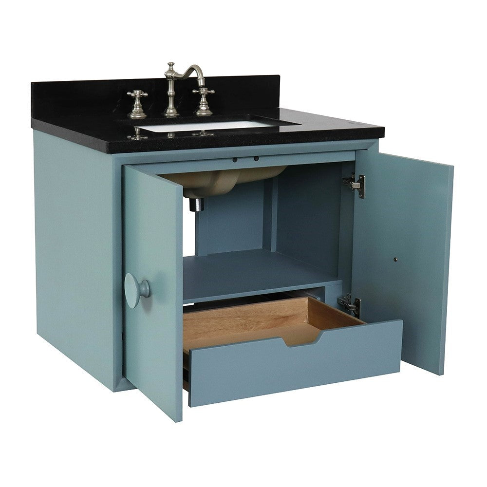 Bellaterra 400400-CAB-AB-BGR 31" Single Wall Mount w/ Counter Top and Sink (Aqua Blue)