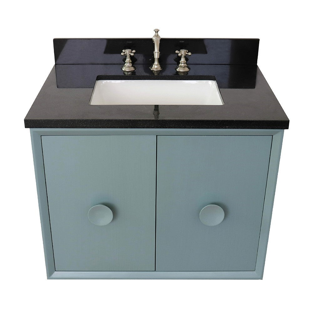 Bellaterra 400400-CAB-AB-BGR 31" Single Wall Mount w/ Counter Top and Sink (Aqua Blue)