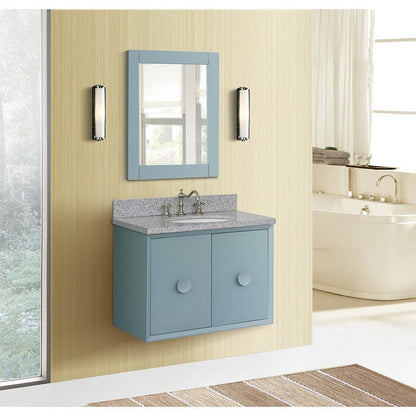 Bellaterra 400400-CAB-AB-GYO 31" Single Wall Mount w/ Counter Top and Sink (Aqua Blue)