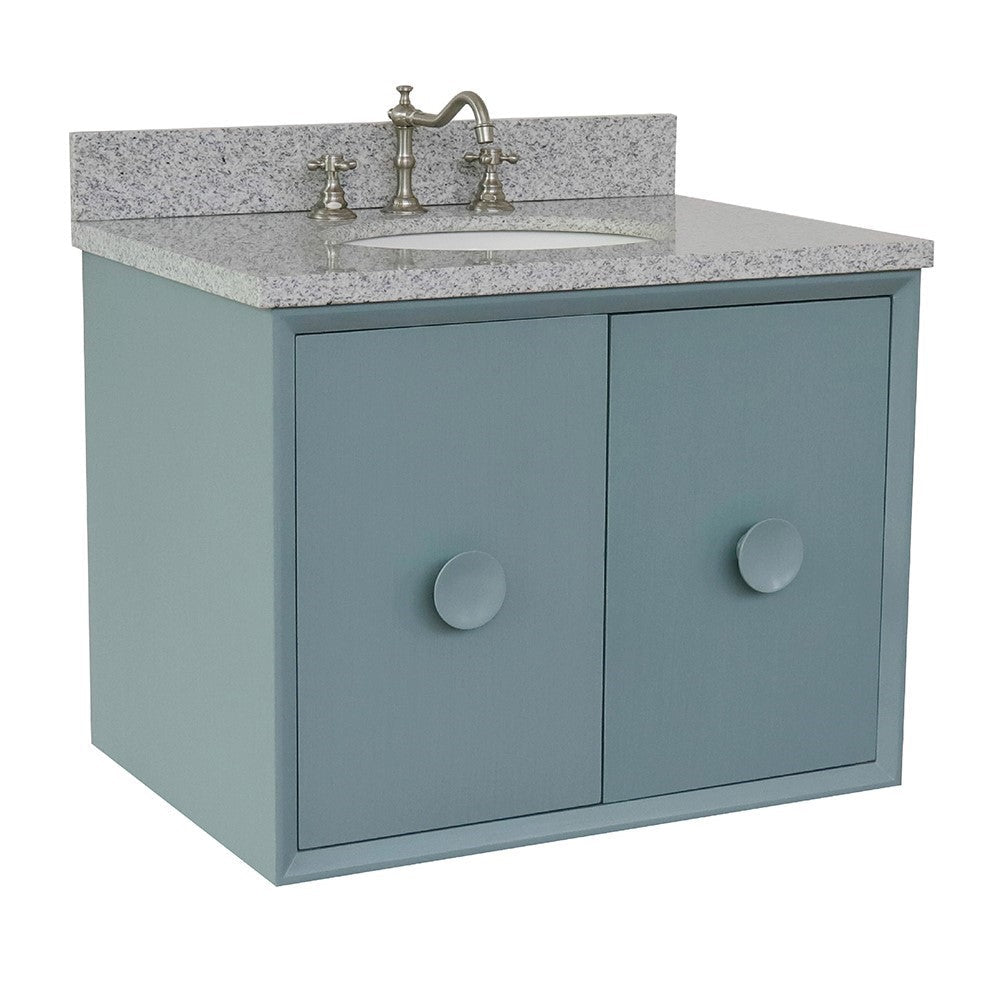 Bellaterra 400400-CAB-AB-GYO 31" Single Wall Mount w/ Counter Top and Sink (Aqua Blue)