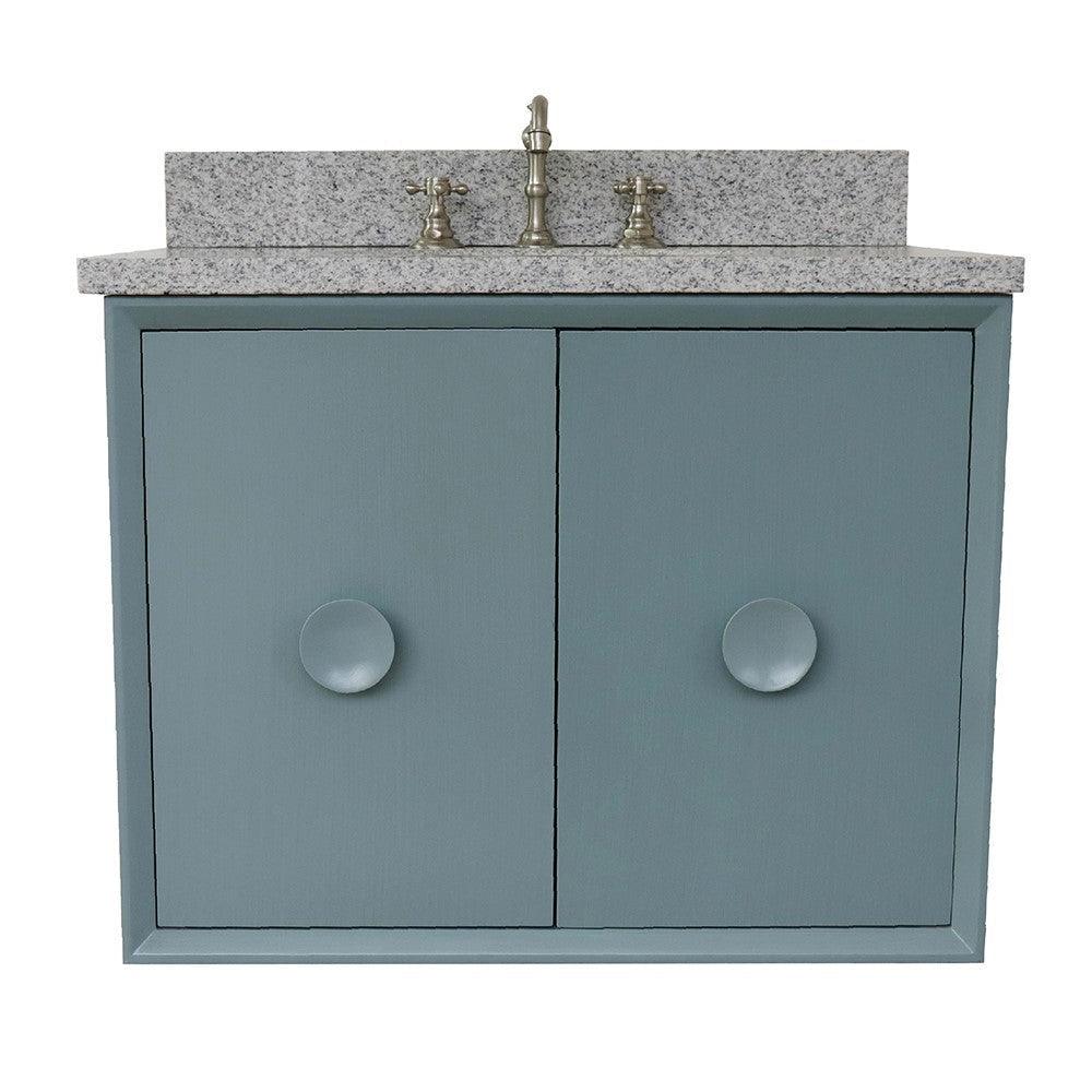 Bellaterra 400400-CAB-AB-GYO 31" Single Wall Mount w/ Counter Top and Sink (Aqua Blue)