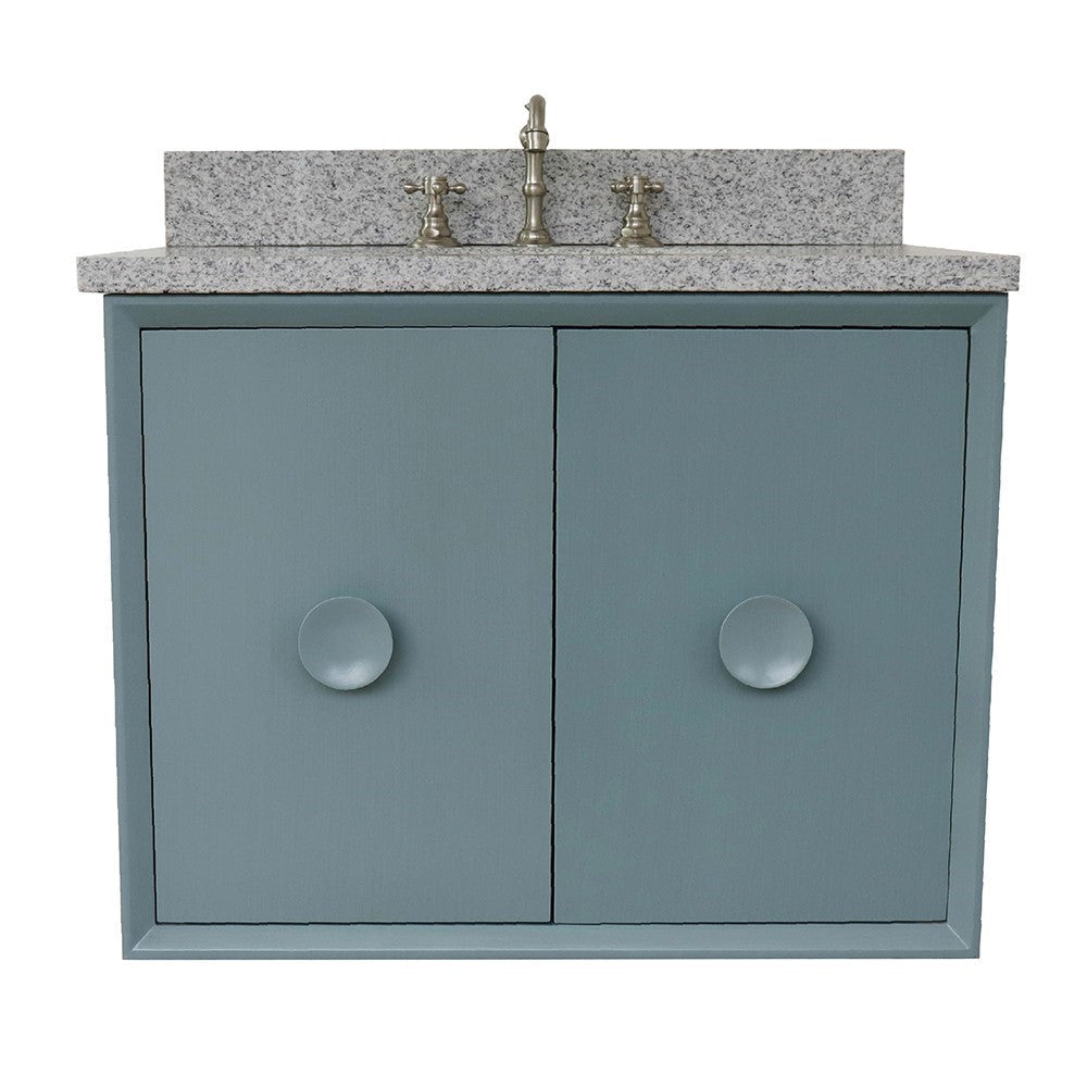 Bellaterra 400400-CAB-AB-GYO 31" Single Wall Mount w/ Counter Top and Sink (Aqua Blue)