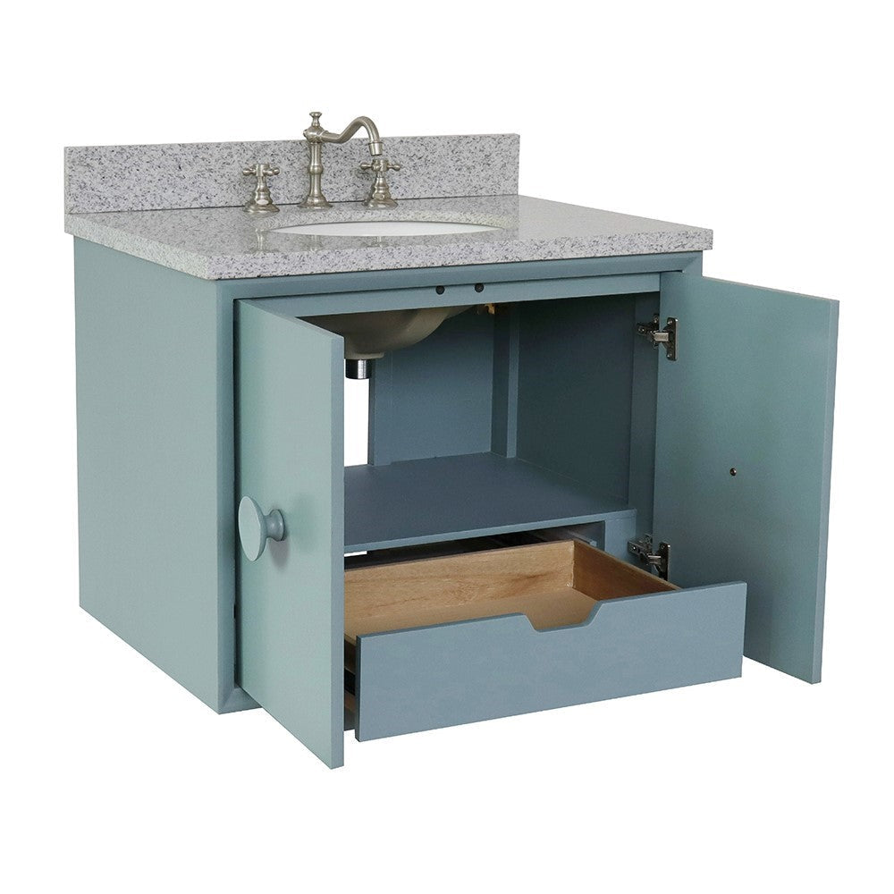 Bellaterra 400400-CAB-AB-GYO 31" Single Wall Mount w/ Counter Top and Sink (Aqua Blue)