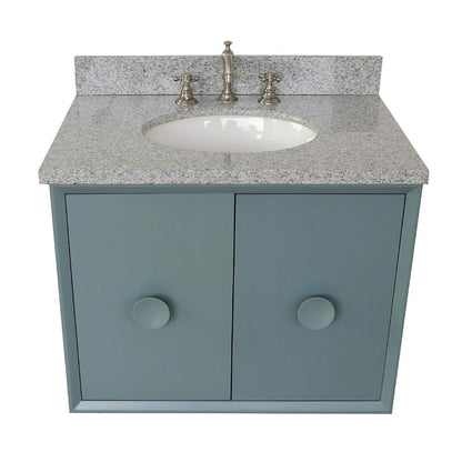 Bellaterra 400400-CAB-AB-GYO 31" Single Wall Mount w/ Counter Top and Sink (Aqua Blue)