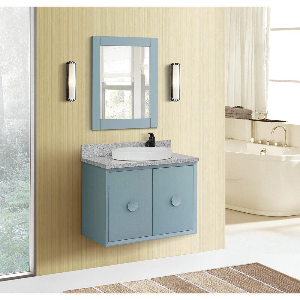 Bellaterra 400400-CAB-AB-GYRD 31" Single Wall Mount w/ Counter Top and Sink (Aqua Blue)