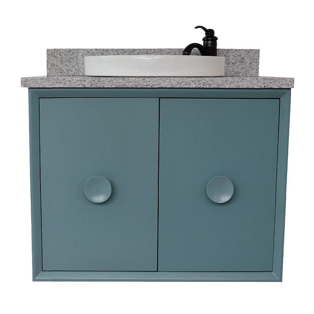 Bellaterra 400400-CAB-AB-GYRD 31" Single Wall Mount w/ Counter Top and Sink (Aqua Blue)