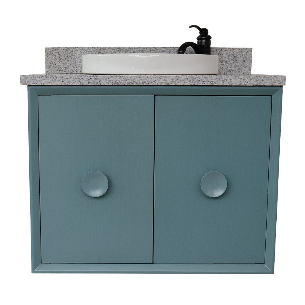 Bellaterra 400400-CAB-AB-GYRD 31" Single Wall Mount w/ Counter Top and Sink (Aqua Blue)