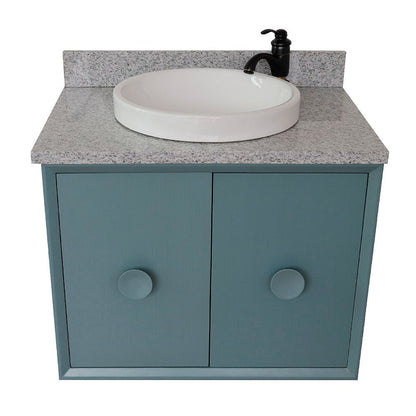 Bellaterra 400400-CAB-AB-GYRD 31" Single Wall Mount w/ Counter Top and Sink (Aqua Blue)