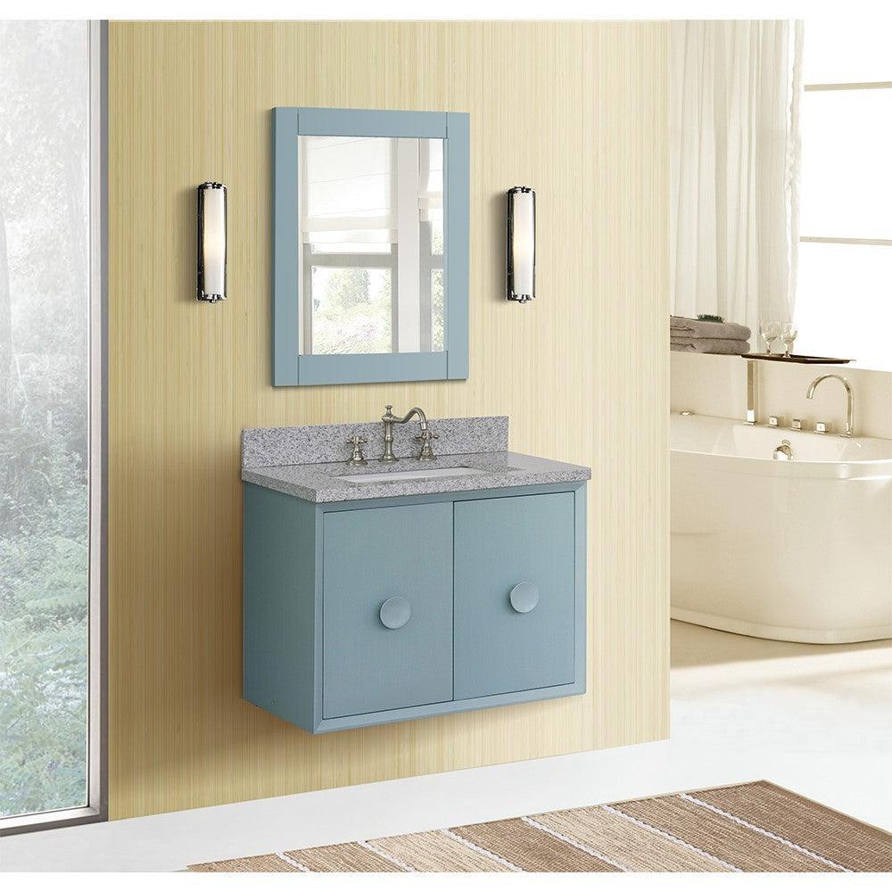 Bellaterra 400400-CAB-AB-GYR 31" Single Wall Mount w/ Counter Top and Sink (Aqua Blue)