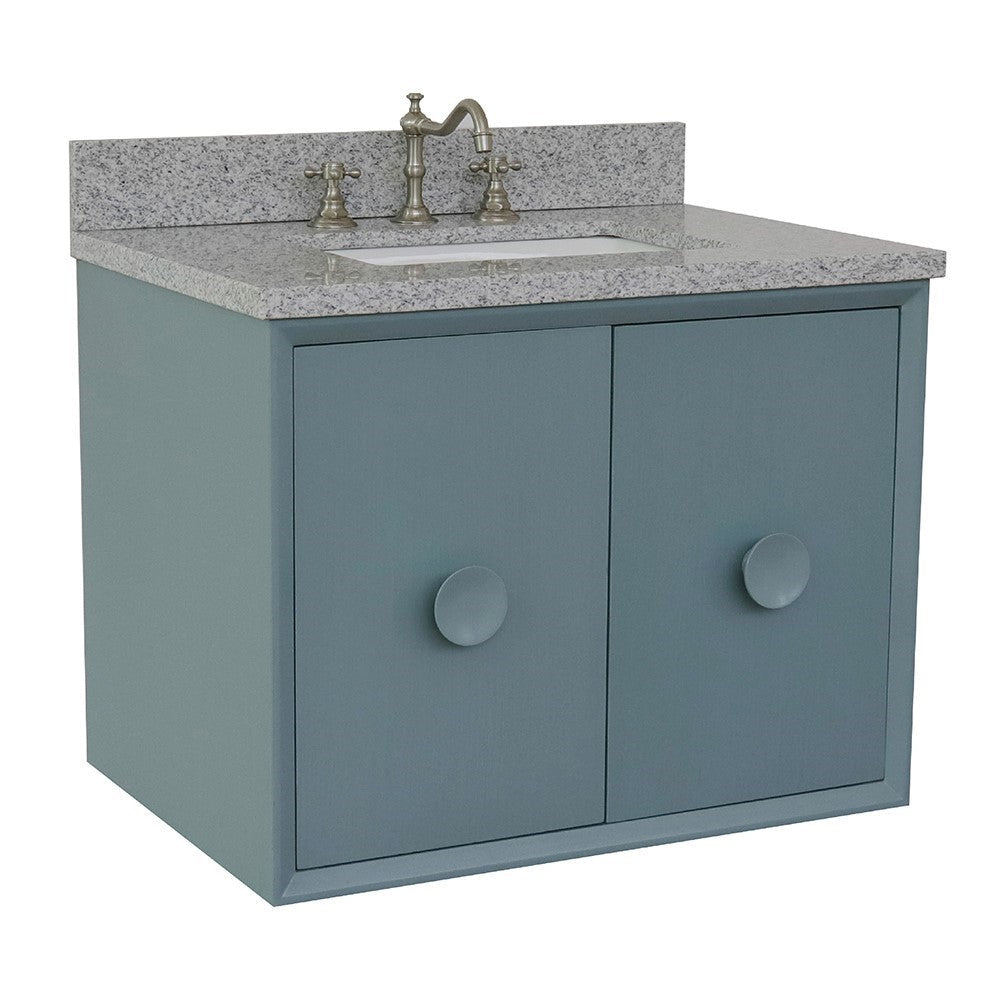 Bellaterra 400400-CAB-AB-GYR 31" Single Wall Mount w/ Counter Top and Sink (Aqua Blue)